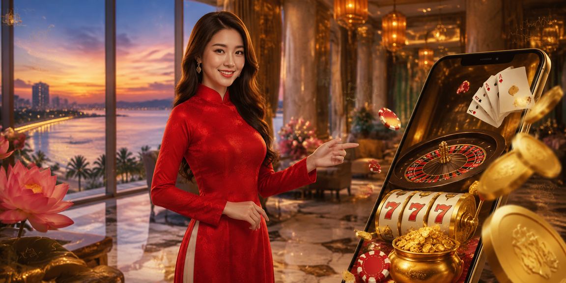 Người dùng tại Đà Nẵng trải nghiệm casino di động với trang phục áo dài truyền thống
