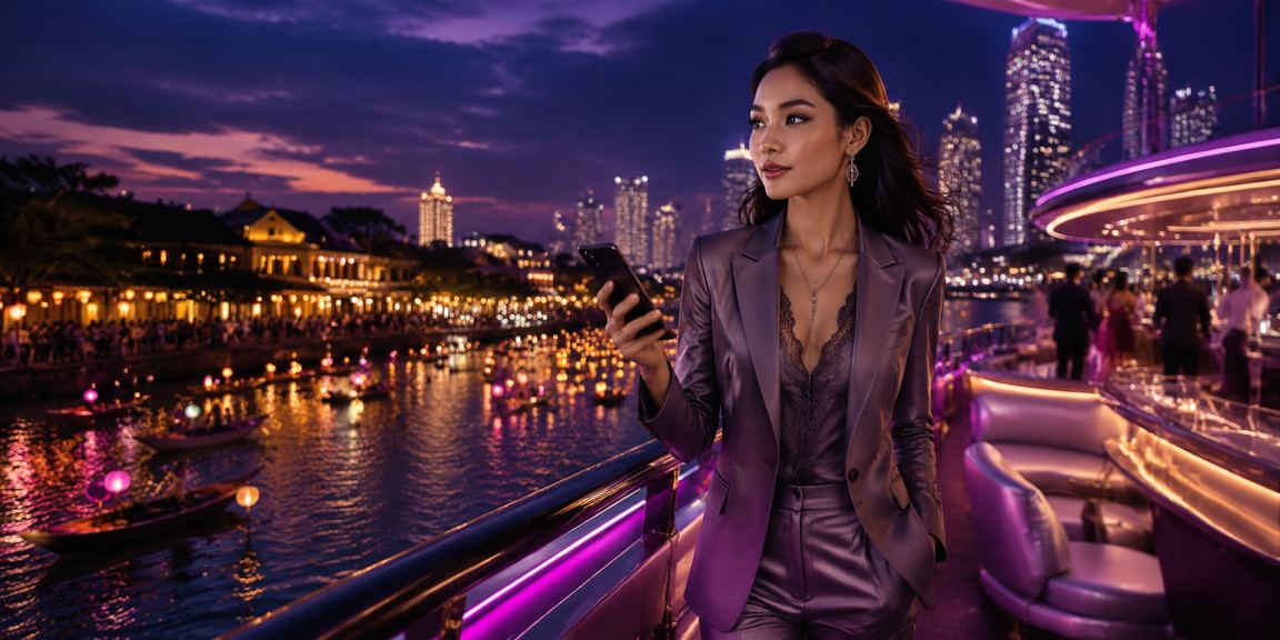 Đêm Sài Gòn sôi động với ánh đèn neon và người chơi VIP trải nghiệm casino trực tuyến